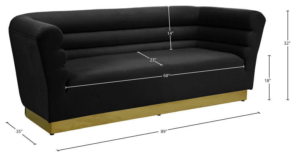 Bellini Velvet Upholstered Sofa, Black