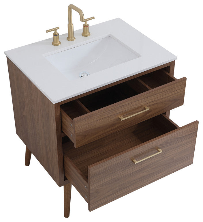Home Living Walnut Brown 30" Bathroom Vanity