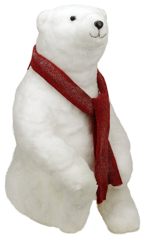 Commercial Sitting Plush Polar Bear Christmas Decoration, White, 2'