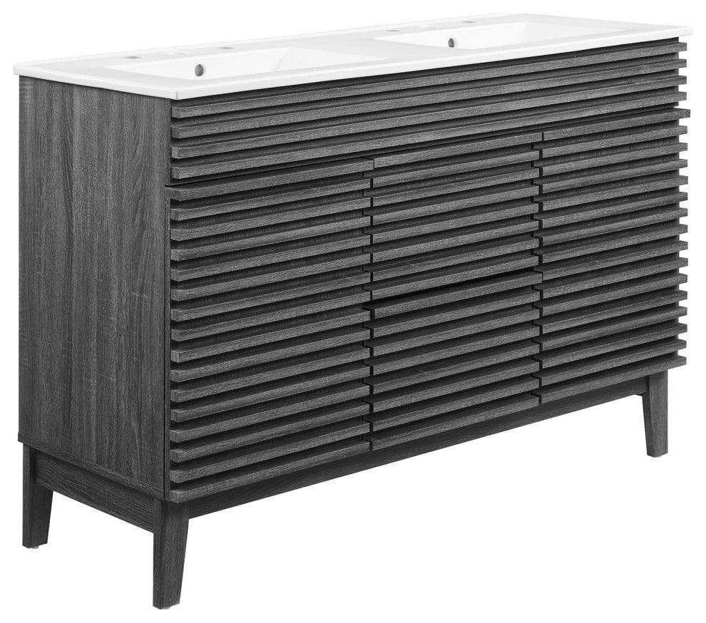 Render 48" Double Sink Bathroom Vanity, Charcoal White