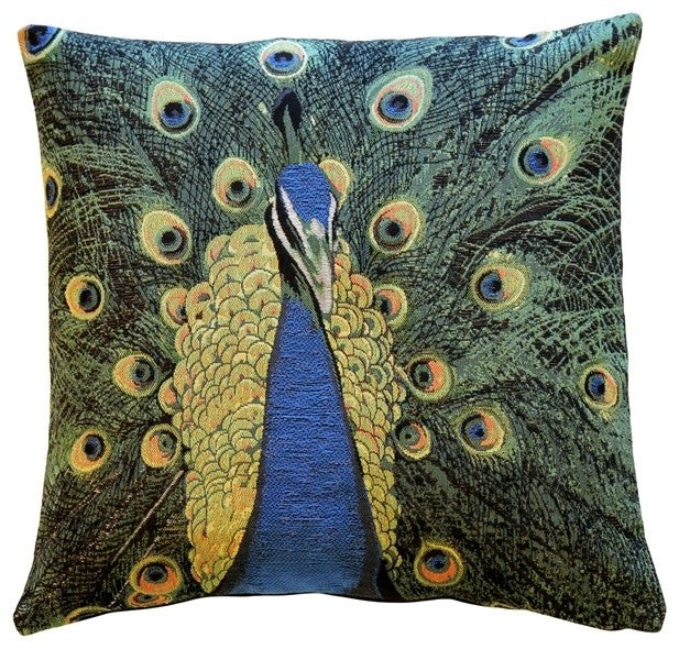 Pillow Decor - Peacock Tapestry 19 x 19 Throw Pillow