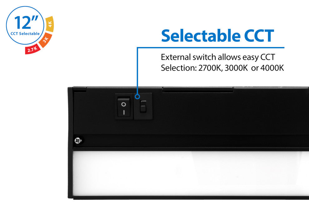 NUC-5 Series Selectable LED Under Cabinet Light, Black, 12.5