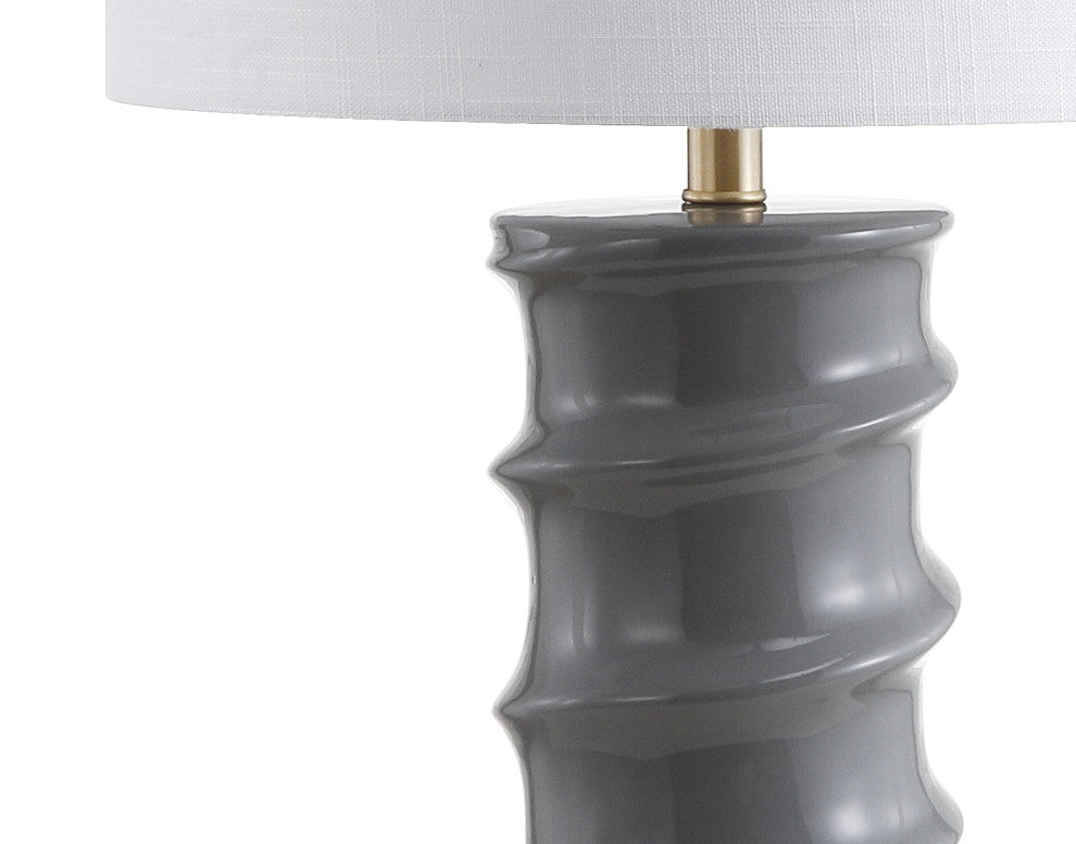 Taipei 28" Ceramic LED Table Lamp, Dark Gray, Gold, White