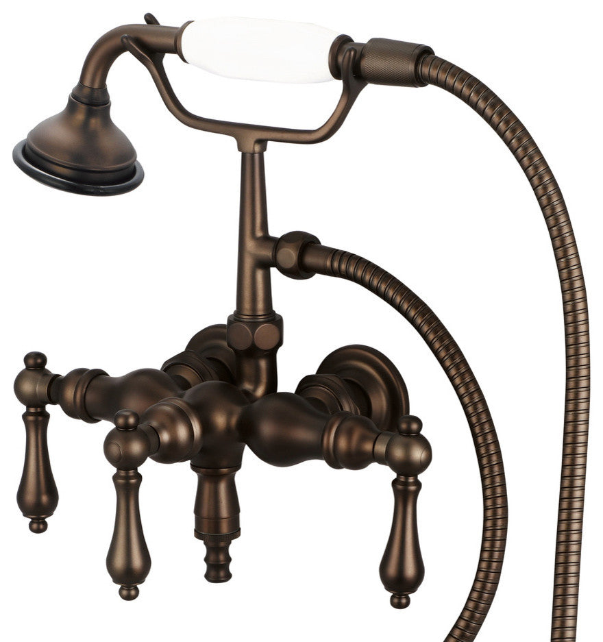 Vintage Classic 3-3/8" Center Wall Mount Tub Faucet & Handshower, Lever handles