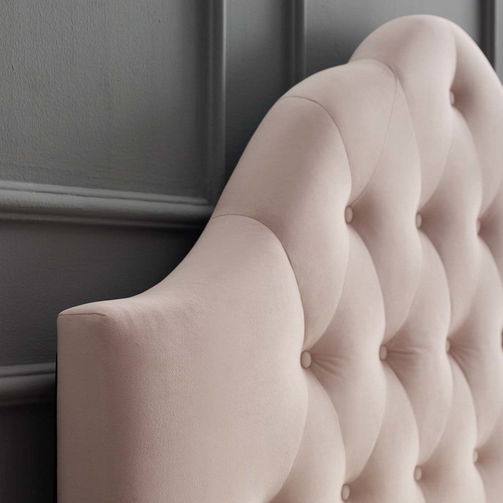Sovereign Queen Diamond Tufted Performance Velvet Headboard Pink