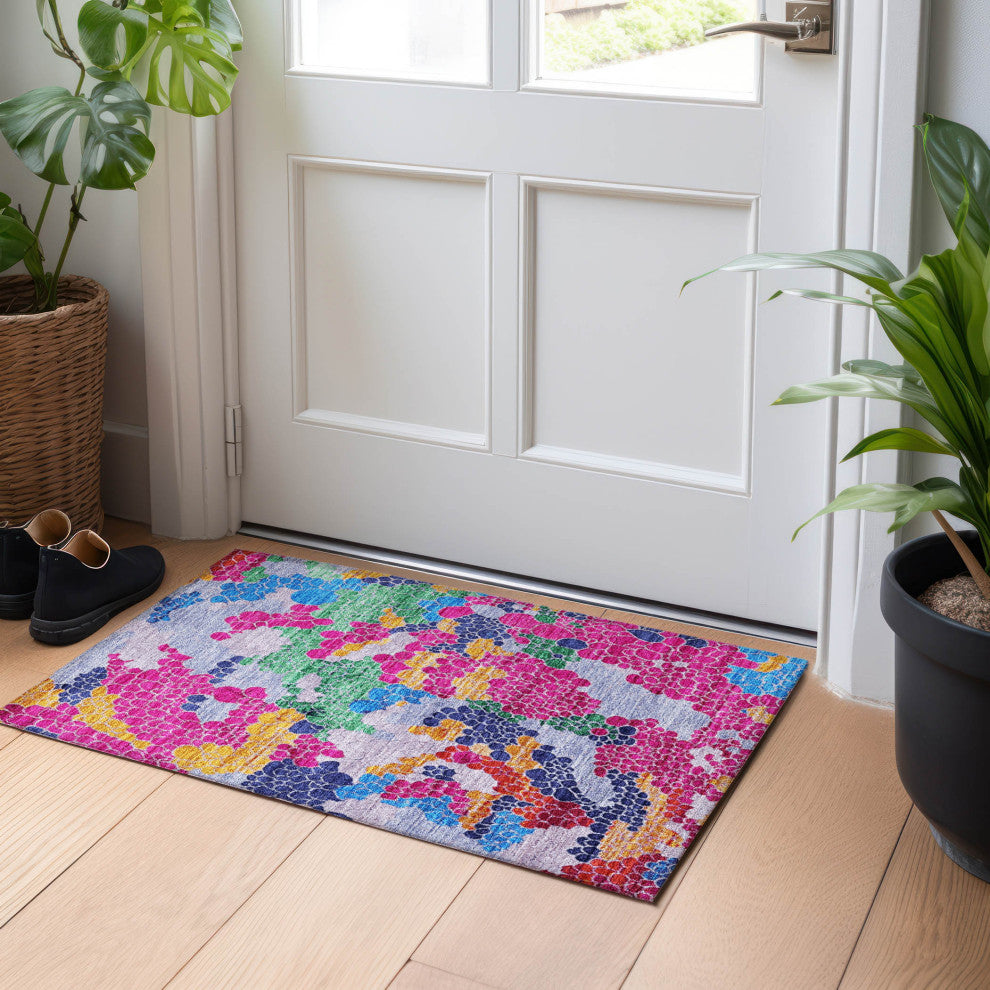 Machine Washable Indoor/Outdoor Chantille ACN1906 Blush 1'8" x 2'6" Rug