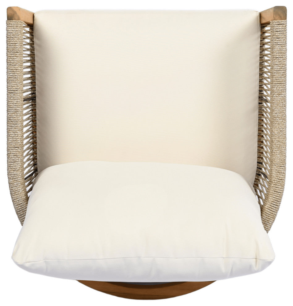 GDF Studio Outdoor Acacia Wood Club Chair, Teak/Beige, Single