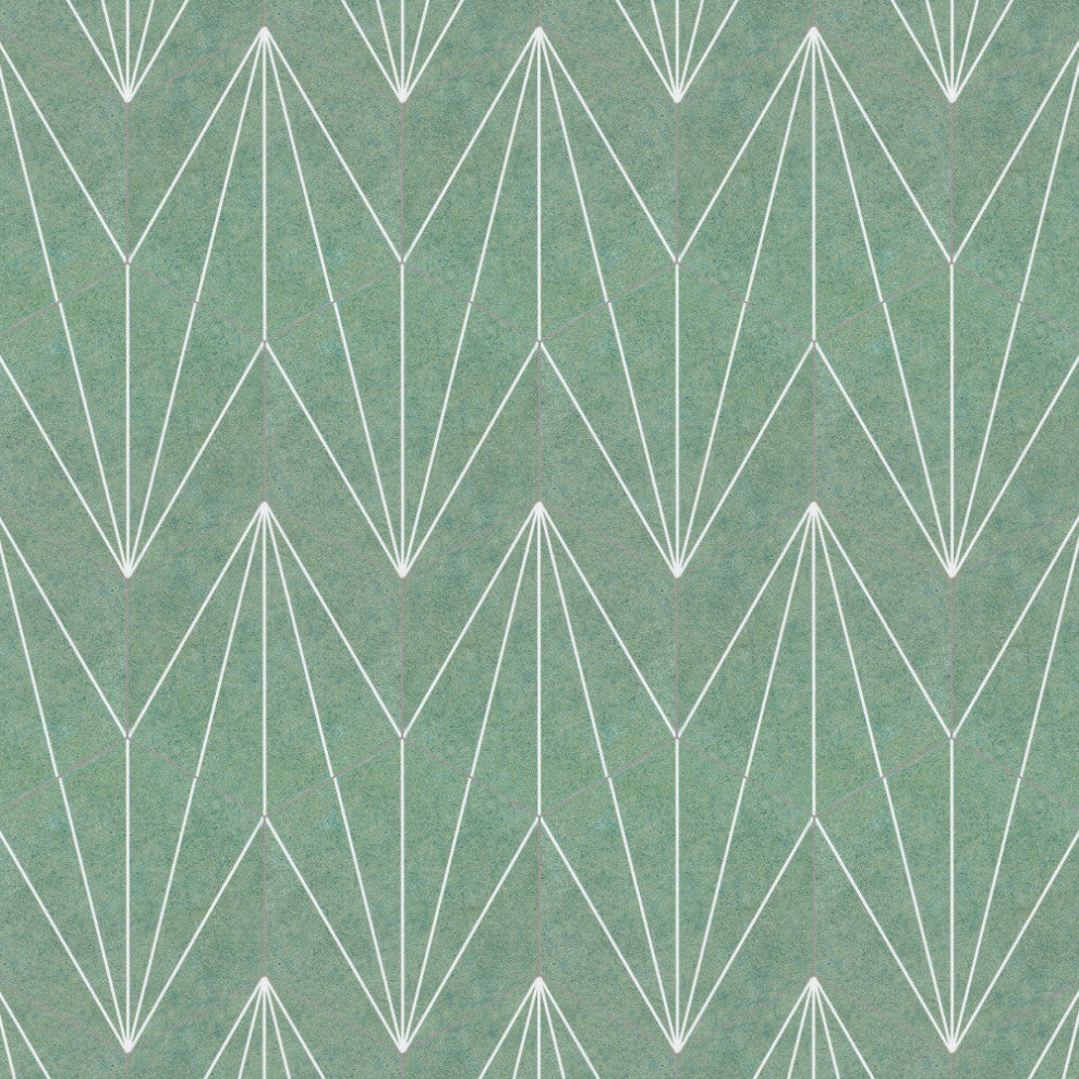 Aster Hex Encaustic Porcelain Floor and Wall Tile, Verde