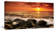 "Bright Sunset Over Rocky Shore" Modern Seashore Canvas Art, 1 Panel, 60"x28"