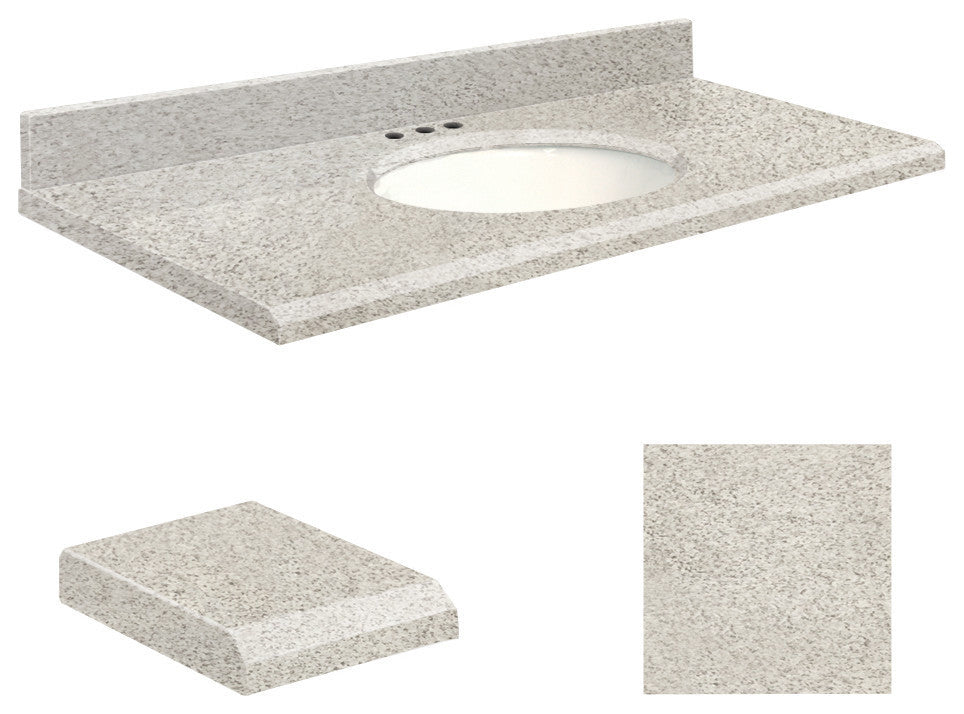 Quartz 25"x19" 1 Sink Vanity Top, White Bowl, Portage Pass, 8" Centerset