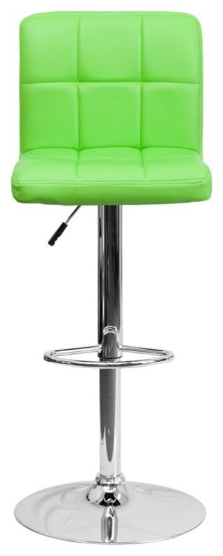 Estella Mid-Back Green Quilted Vinyl Swivel Adjustable Barstool