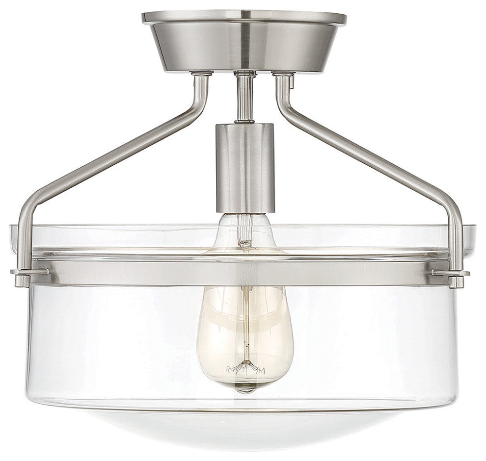 1-Light Semi-Flush Mount, Brushed Nickel