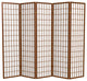 6' Tall Window Pane Shoji Screen, Walnut, 5 Panels