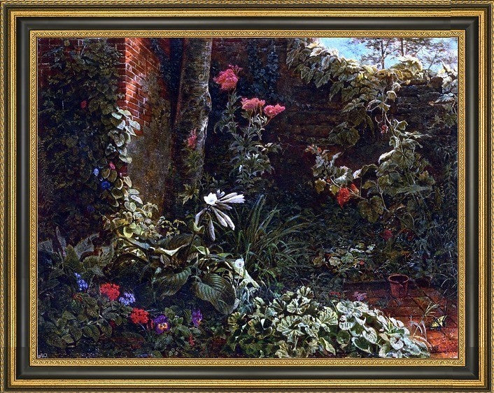 William Trost Richards the Neglected Garden Framed Premium Canvas Print, 18"x24"