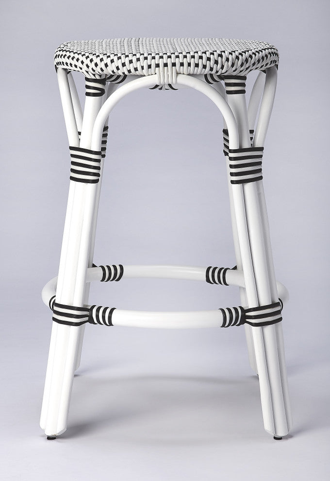 Butler Tobias Black and White Rattan Counter Stool