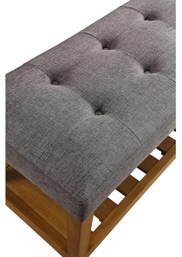 Fabric Bench, Gray and Oak