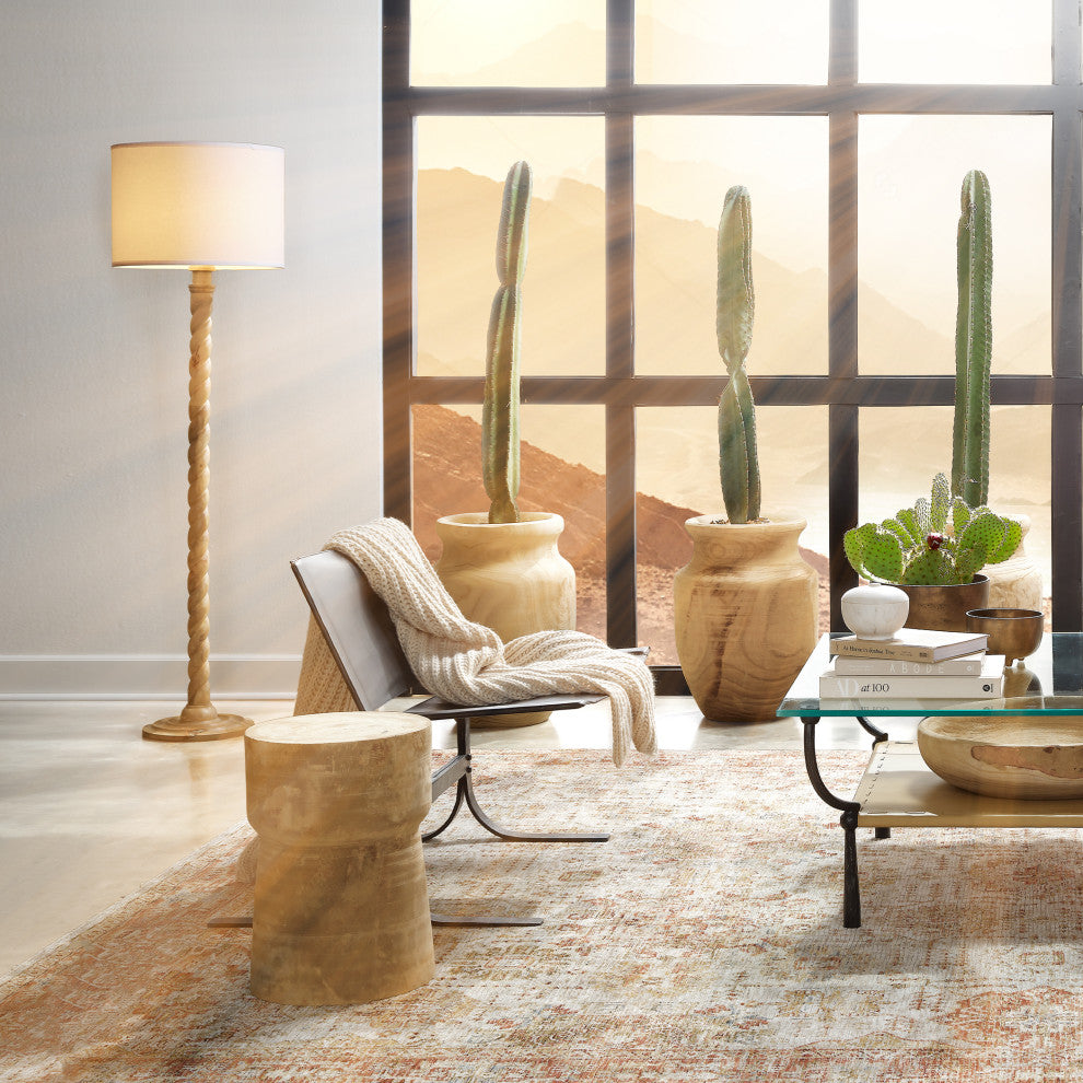 Barley Twist Floor Lamp, Natural Mango Wood