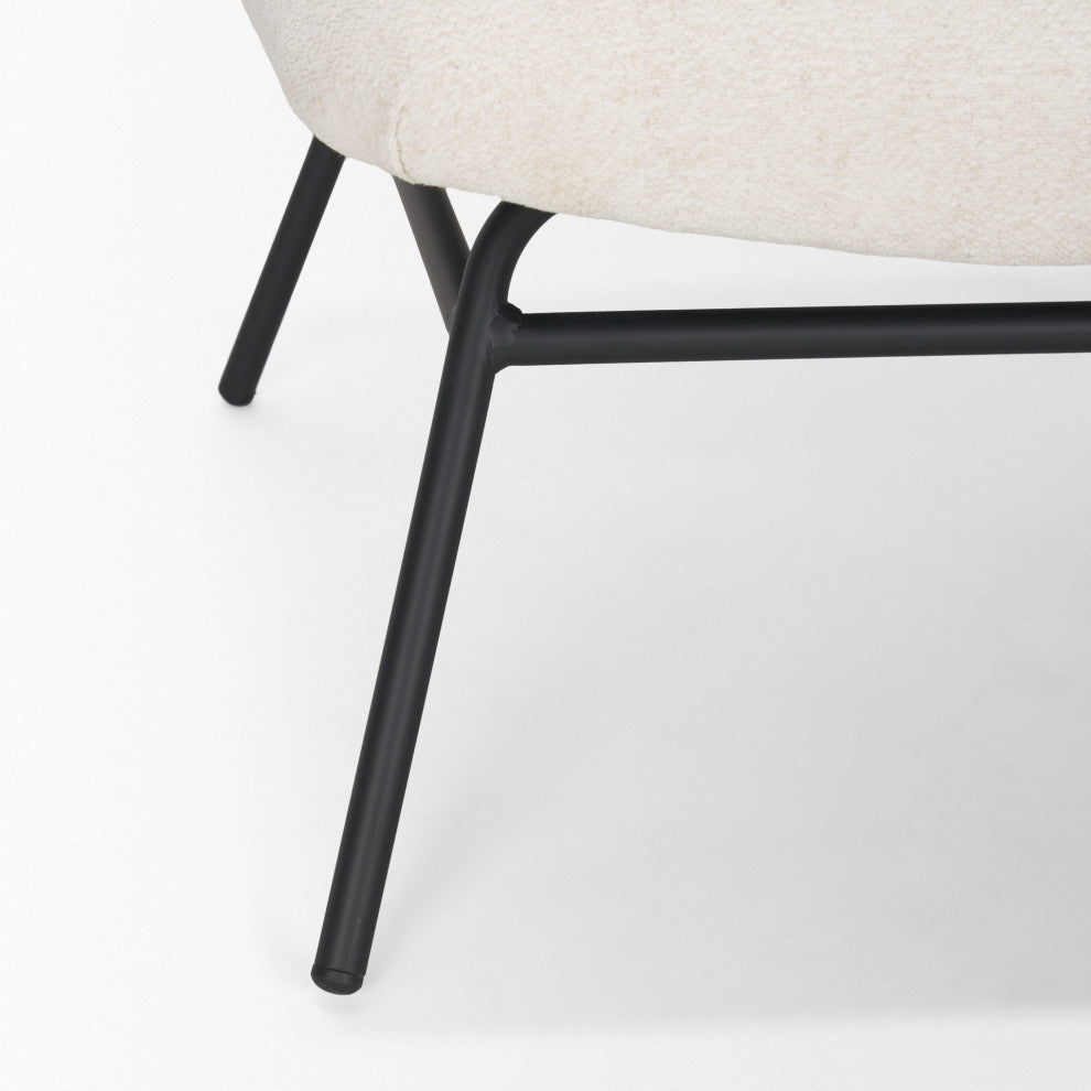 Nora Cream Fabric With Matte Black Metal Legs Accent Chair