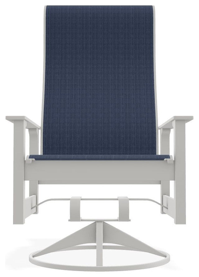 Leeward Sling Outdoor Swivel Rocker, Mavi/Snow