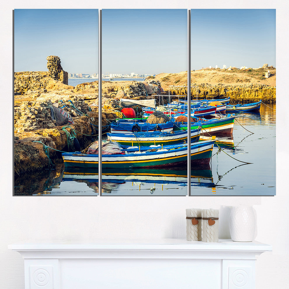 "Ancient Phoenician Port Africa" Metal Wall Art, 3 Panels, 36"x28"