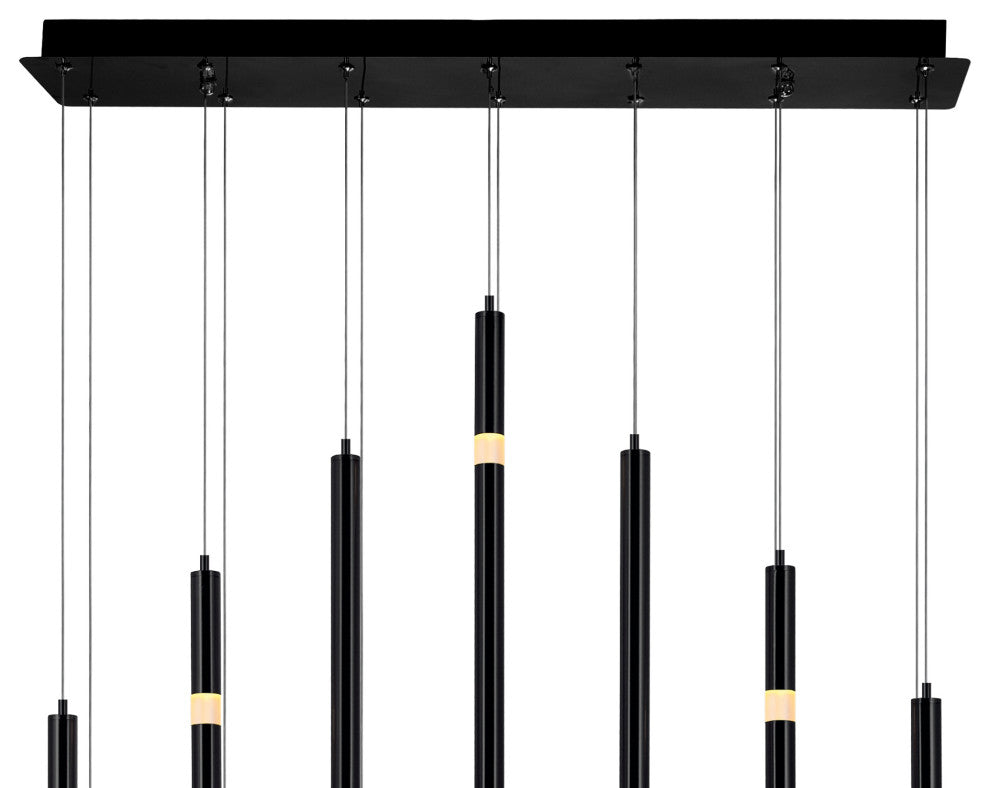 Flute 14 Light LED Chandelier With Black Finish