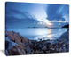 "Blue Sea Sunset on Sandy Coastline" Seascape Wall Art, 20"x12"