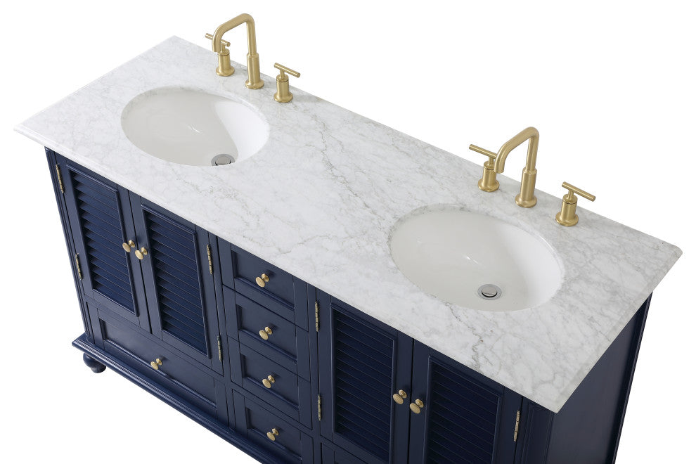 Rhett 60" Double Bathroom Vanity, Blue