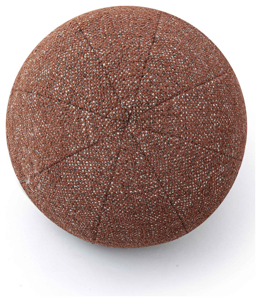Boba Round Pillow, Red Sedona Basketweave Textured, 9"