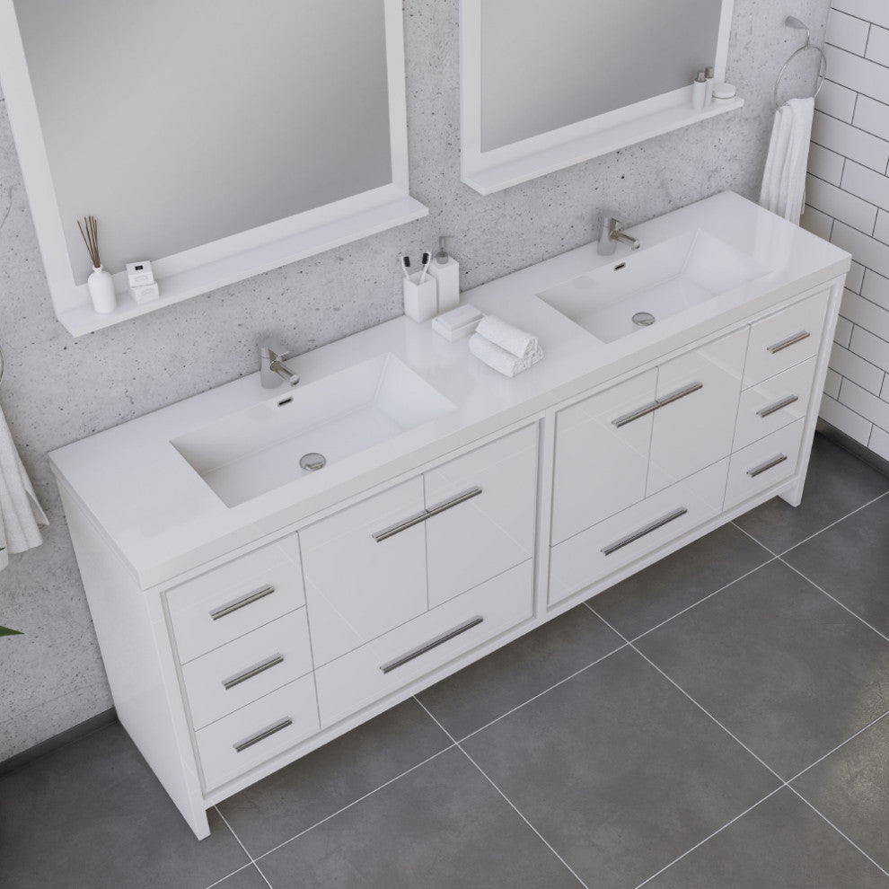 Sortino 84" Bathroom Vanity, Double Sink, White