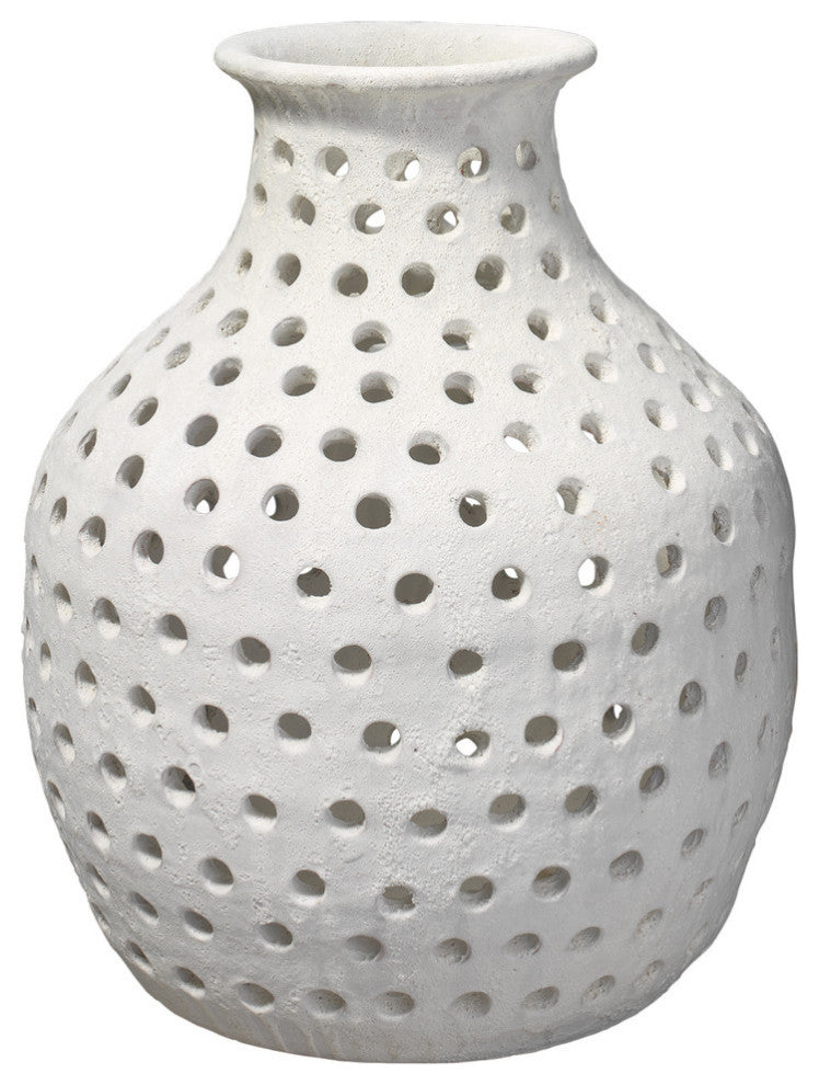 Small Porous Vase, Matte White Ceramic