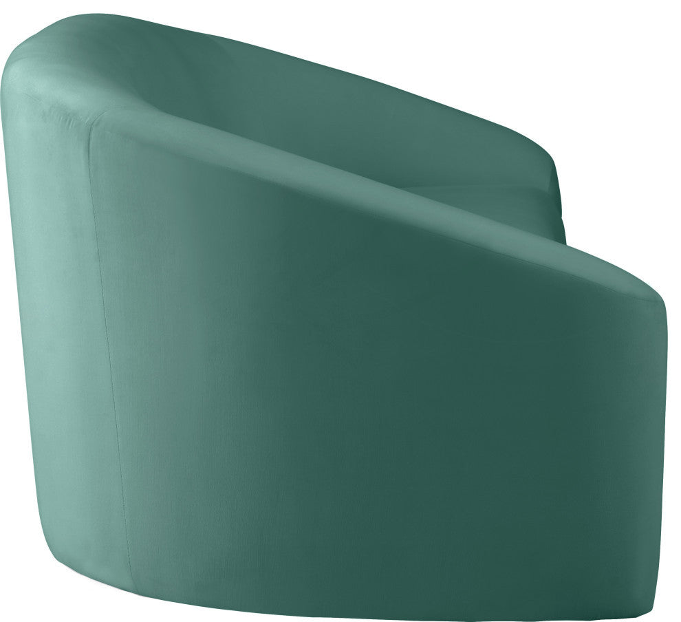 Riley Velvet Upholstered Rounded Loveseat, Mint
