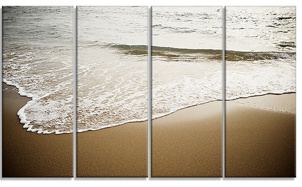 "White Waves in Mediterranean Sea" Seascape Wall Art, 4 Panels, 48"x28"