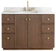 Oza Bath Vanity with Quartz Stone Top, Aged Dark Brown Oak, 48", Single Vanity, No Mirror