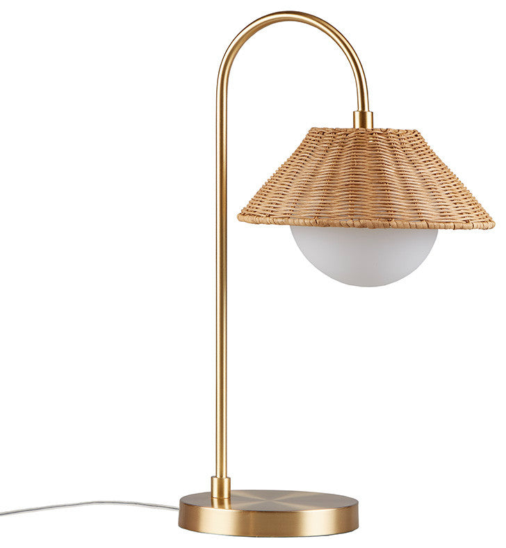 INK+IVY Laguna Rattan Weave Shade Table Lamp, Gold/Natural