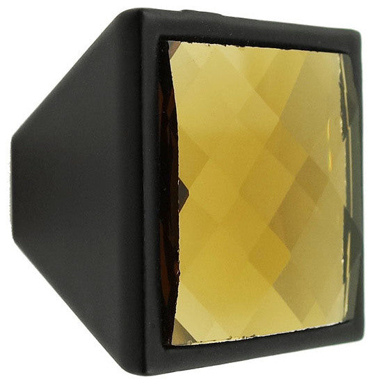 MultiFaceted Champagne Gold Black Metal Square Frustum Knob