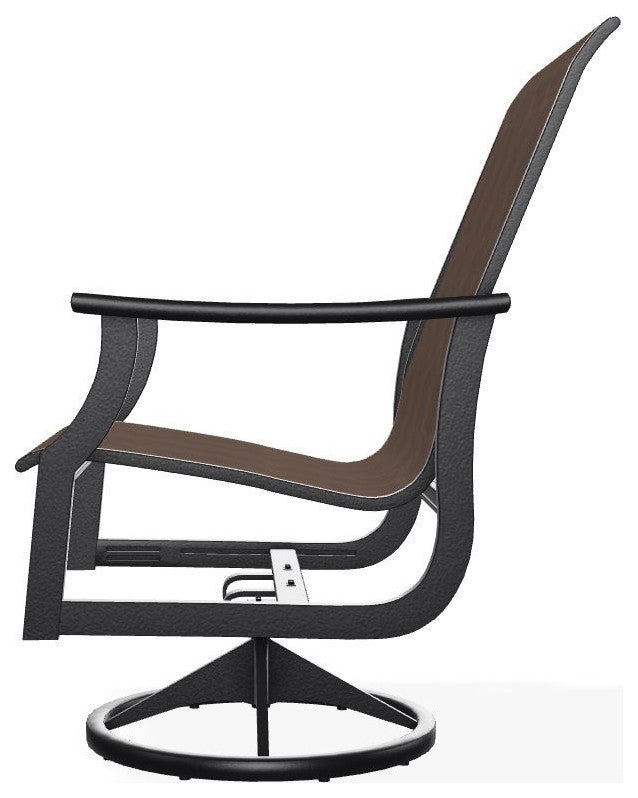 St. Catherine Sling Outdoor Swivel Rocker, Mocha/Black