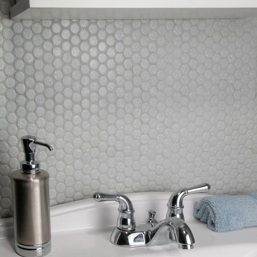 Hudson Penny Porcelain Mosaic Floor and Wall Tile, Crystalline Grey