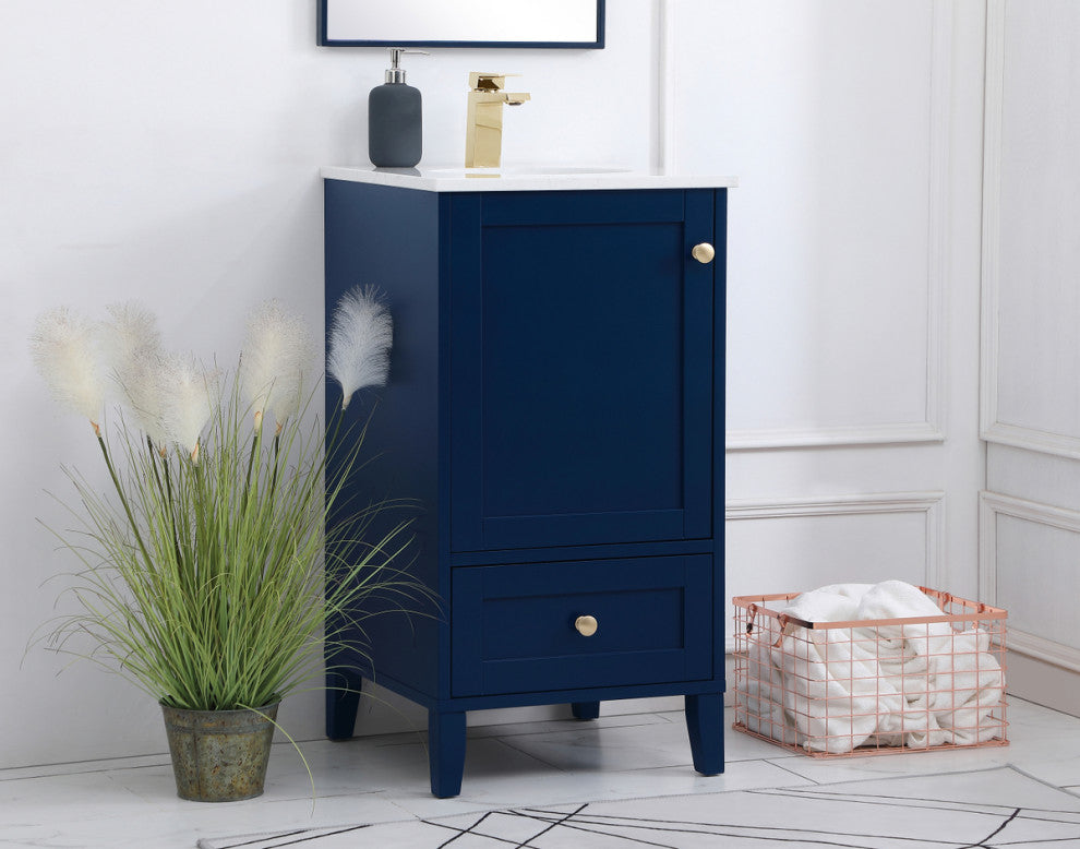 Single 18" Bathroom Vanity (Blue), Blue, 18