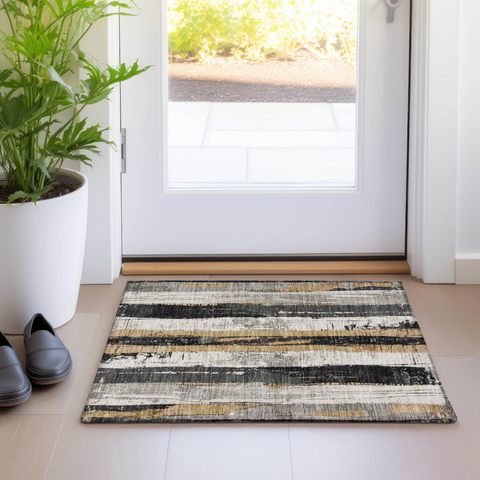 Machine Washable Indoor/Outdoor Chantille ACN1872 Taupe 1'8" x 2'6" Rug