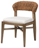Bohemian Walnut Brown Finished Mahogany Wood and Natural Rattan Dining Chair