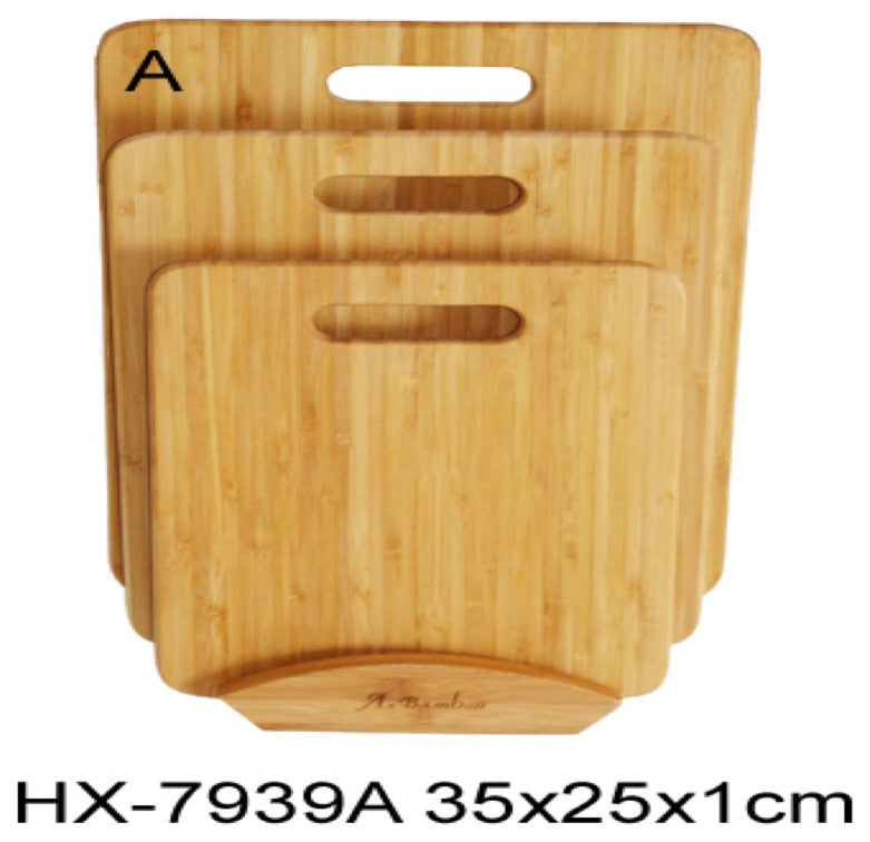 Timber Valley Bamboo 3-Piece Cutting Board Set with Stand