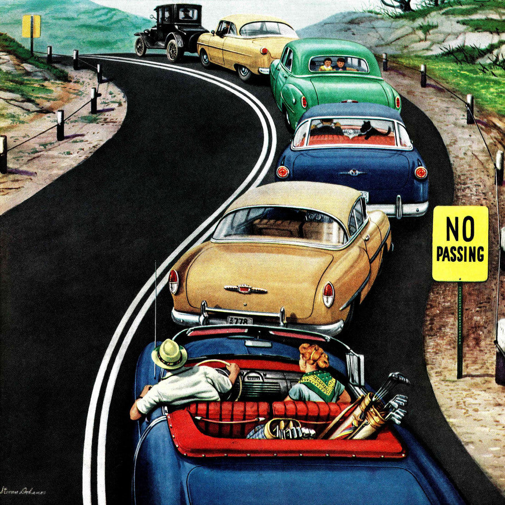 "No Passing" Painting Print on Canvas by Stevan Dohanos