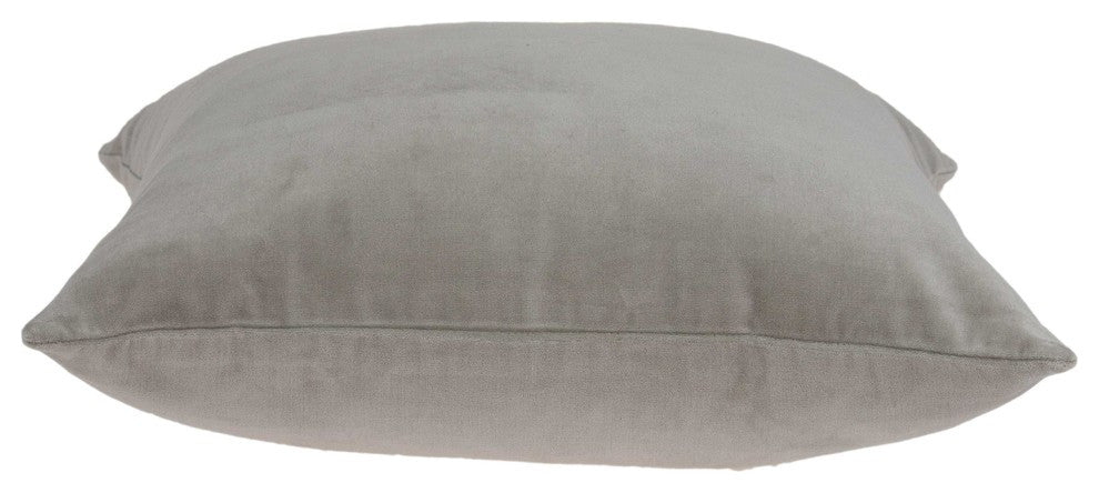 22" X 7" X 22" Transitional Gray Solid Pillow Cover With Poly Insert
