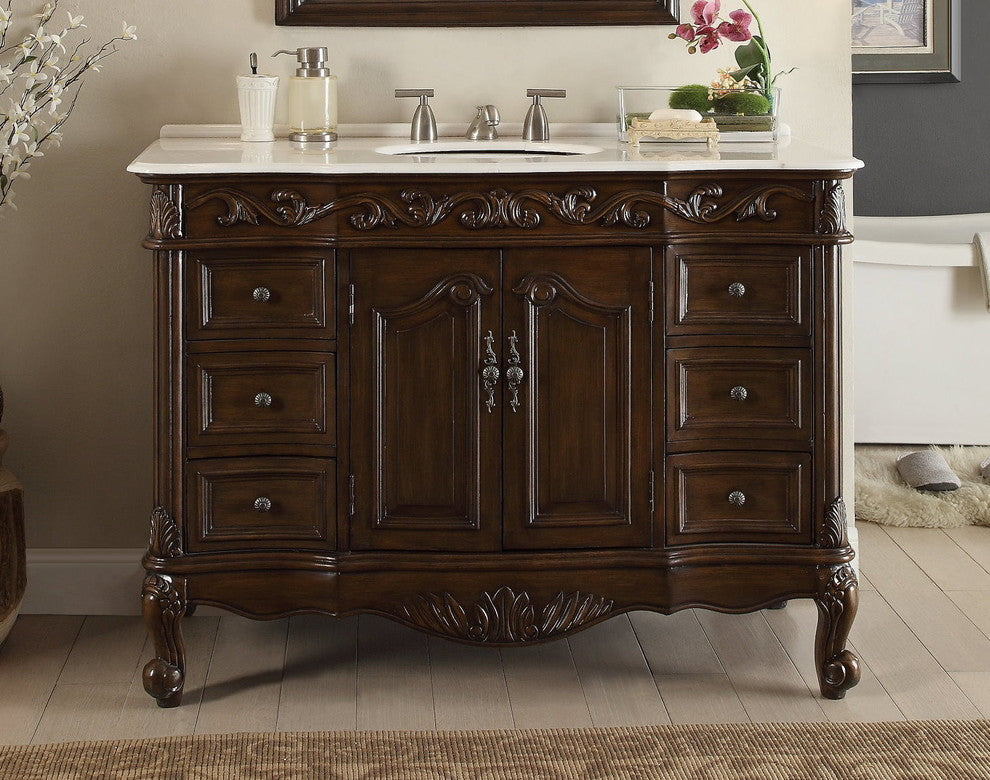 48" White Top Classic Design Beckham Bathroom Vanity