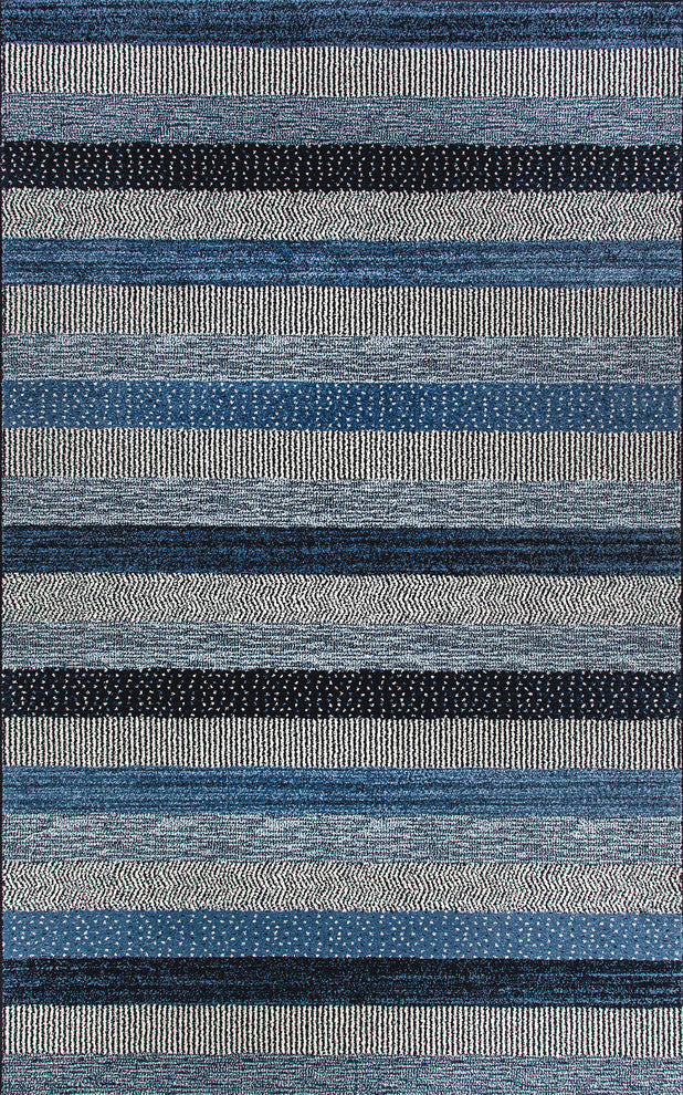 Infinity Ocean Stripe Blue Rug, 3'11"x5'7"