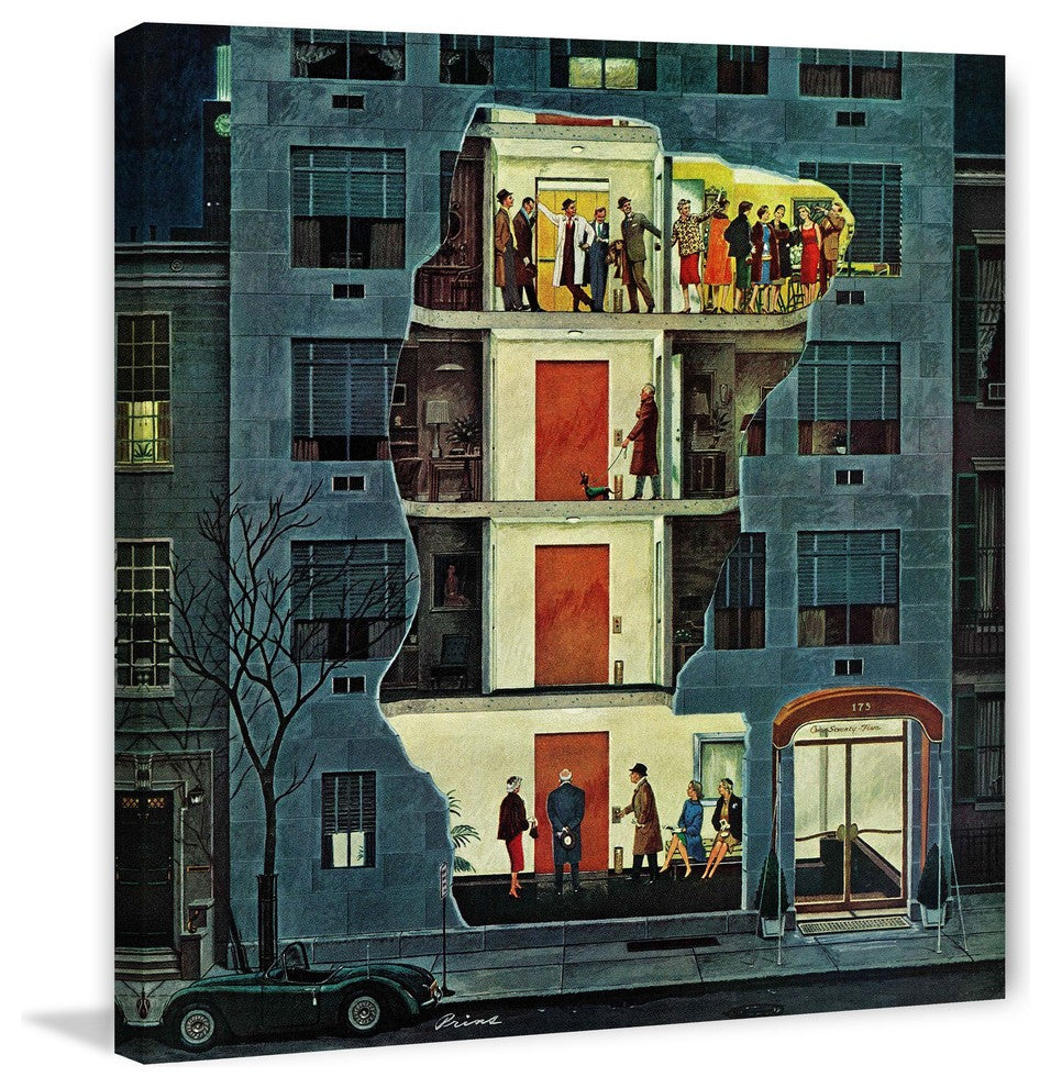 "Party Holding Up the Elevator" Painting Print on Canvas by Ben Kimberly Prins