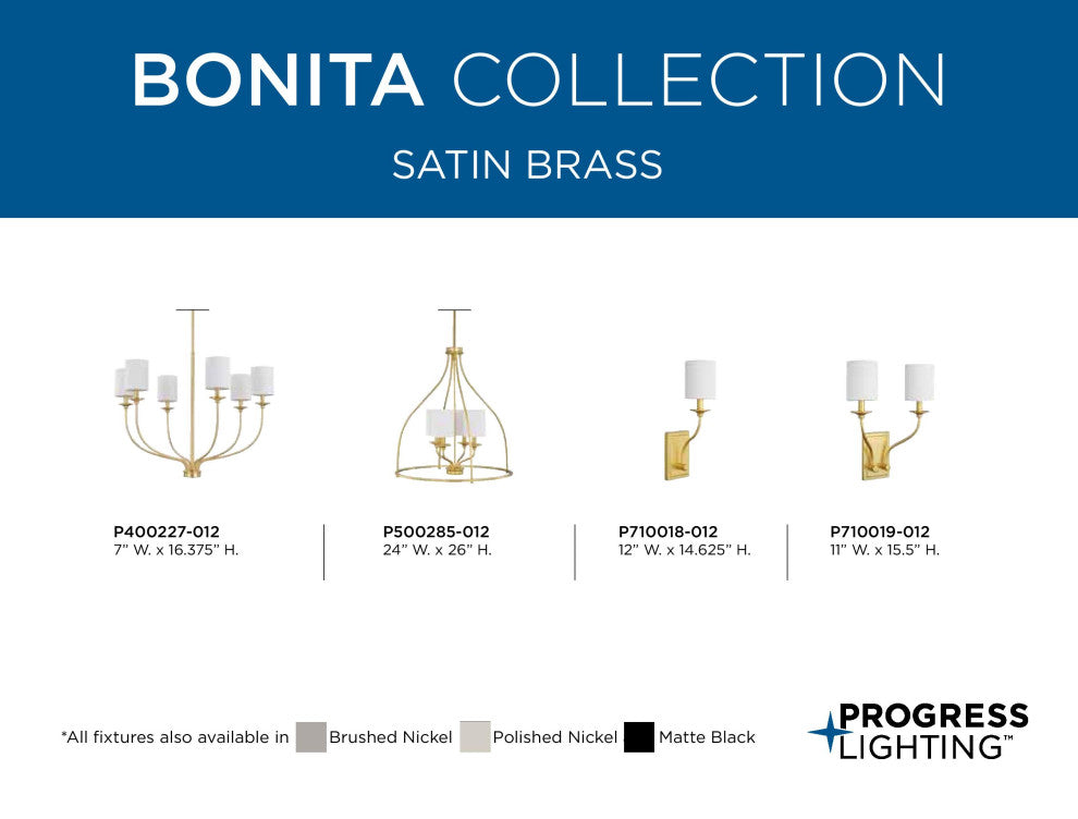 Bonita Collection Satin Brass 1-Light Wall Sconce