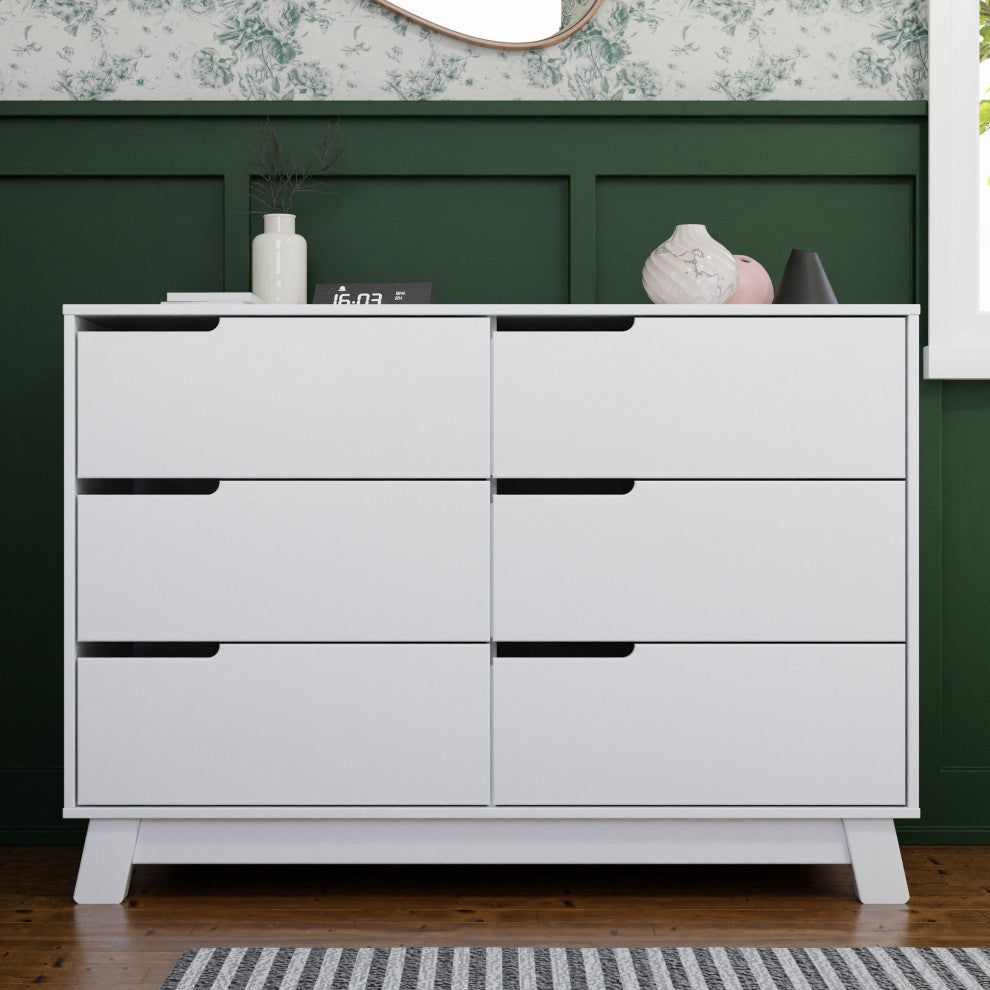 Hudson 6-Drawer Assembled Double Dresser, White
