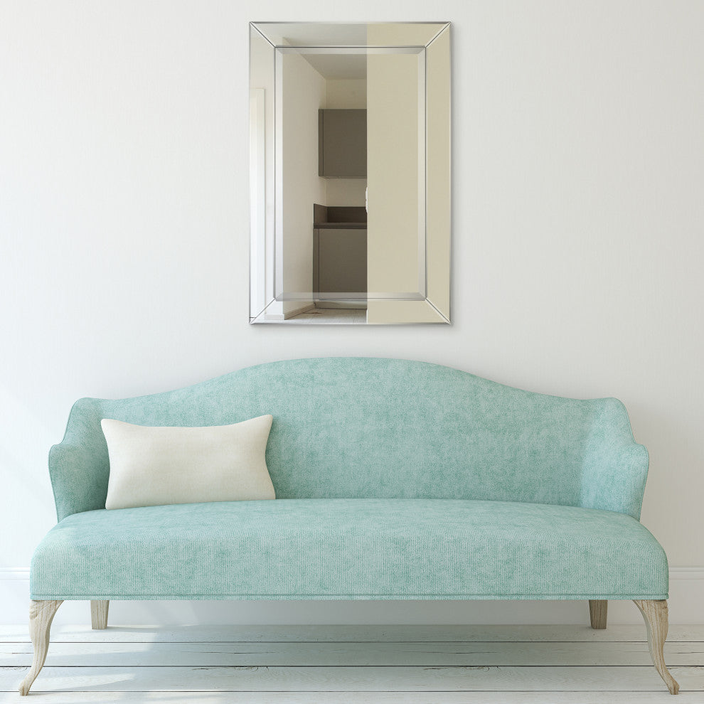 Antique Beveled Rectangle Wall Mirror, 1" Beveled Center 24"x36" Bathroom Mirror