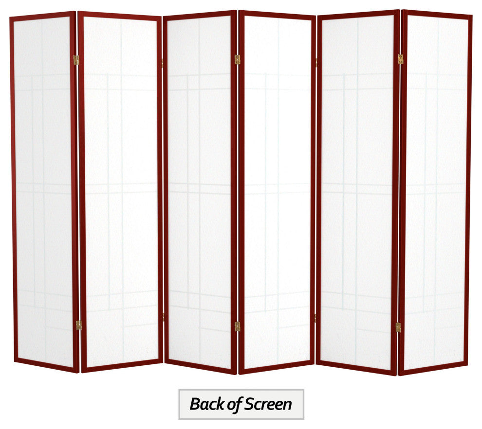 6' Tall Eudes Shoji Screen, Rosewood, 6 Panels